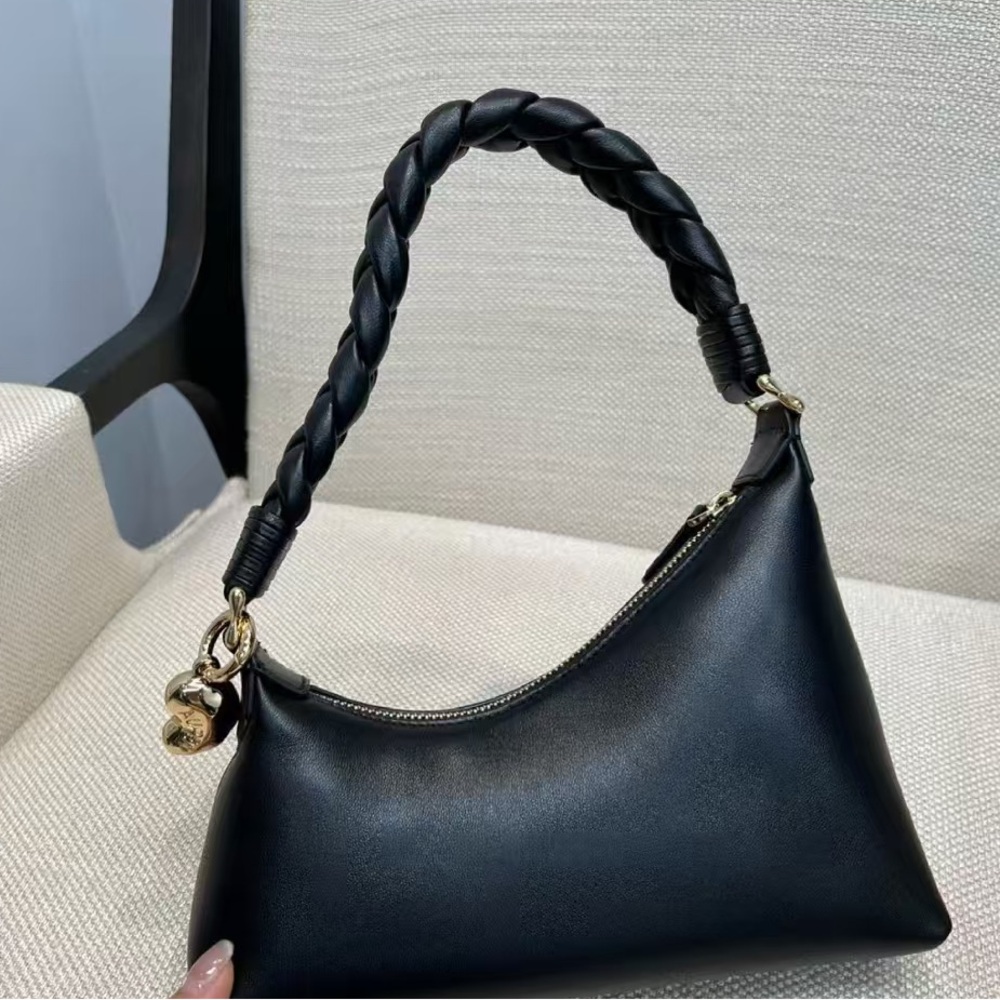 Aupen Nirvana Kiss Purse Handbag Black Noir Leather